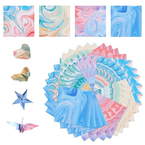 400 Blatt Origami Papier, Farbverlauf Origami Papier Muster 9.5x9.5cm Doppelseitiges 4 Stile Bastelpapier Bunt Bastelpapier Muster für DIY Puncher Geschenkbox Umwickeln Geburtstag PartyDecor Scrapbook von Luckwaii