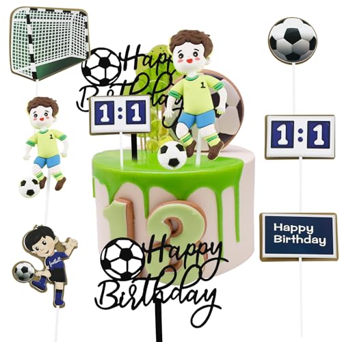 Luckwaii Fußball Kuchen Deko FußBall Tore Und Spieler für Torte, 7 Stück Fussball Deko Geburtstag Kinder Fussball Figuren Fussball Party Deko für Junge Fußball Sport Thema Geburtstag Party Suppplies von Luckwaii