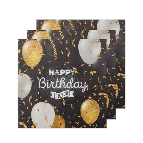 Luckwaii Happy Birthday Servietten Geburtstag Schwarz Gold 80 Stück Geburtstagsservietten Papierservietten 33x33cm Geburtstags Party Deko für Frauen Tischdeko Geburtstag Luckwaii Happy Birthday Servietten Geburtstag Schwarz Gold 80 Stück Geburtstagsservietten Papierservietten 33x33cm Geburtstags Party Deko für Frauen Tischdeko Geburtstag von Luckwaii