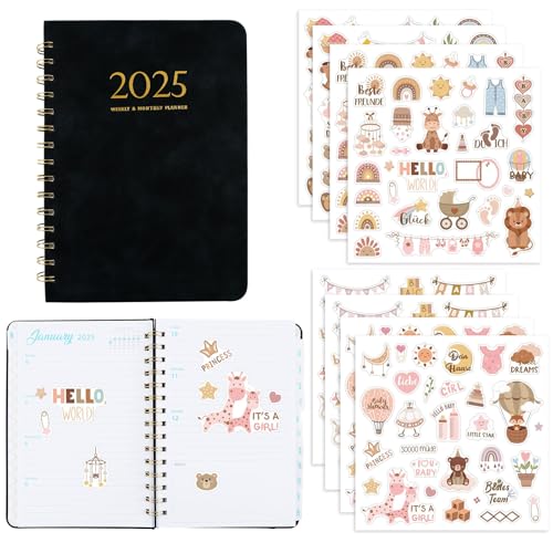 Luckwaii Terminplaner 2025 Kalender Ringbuch A5 Nachfüllbar, Buchkalender 2025 A5 1 Woche 2 Seiten Softcover Tagebuch mit 4 Sticker Fotoalbum, Wochenplaner A5 Nachfüllpapier für Kalender 2025 Planer von Luckwaii