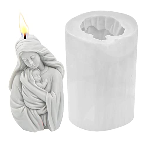 Luckxing Silikonform Weihnachten Kerzenform Heilige Mutter Maria Gießform Fondant Silikon Form Kerzengießform Harz Seife Silikonform Für Herstellung Von Kerzen, Aromasteinen, Schokolade von Luckxing