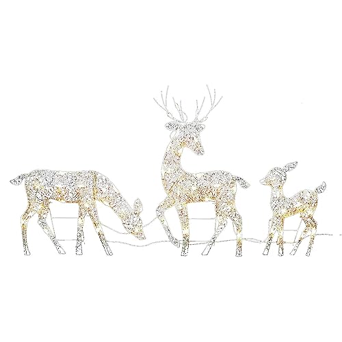 Beleuchtetes Weihnachts Rentier, Weihnachten Rentier Dekoration Mit Lichtern, LED Rentier Metall Eisen Rahmen Beleuchtet Weihnachtshirsch, Rentierform Weihnachtslicht LED Hirsch Beleuchtung Figur von Luckxing