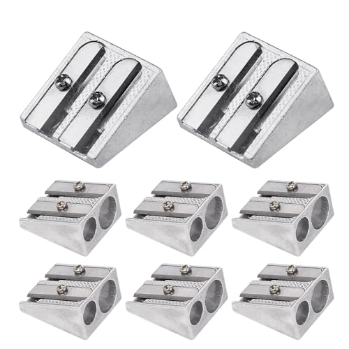 Doppelloch Bleistiftspitzer, 8 Stück Magnesium-Bleistiftspitzer Hand-Bleistiftspitzer, Metall Doppelspitzer Bleistiftspitzer Aus Metall Für Normalstarke Und Dicke Stifte (Geeignet Für 8mm Und 11mm) von Luckxing