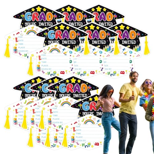 Luckxing Abschlussfeier Einladungskarten 2025,24X Partykarten | Hutmotiv Grußkarten Mit Ankündigungskarten Für Vorschulkinder Luckxing Abschlussfeier Einladungskarten 2025,24X Partykarten | Hutmotiv Grußkarten Mit Ankündigungskarten Für Vorschulkinder von Luckxing