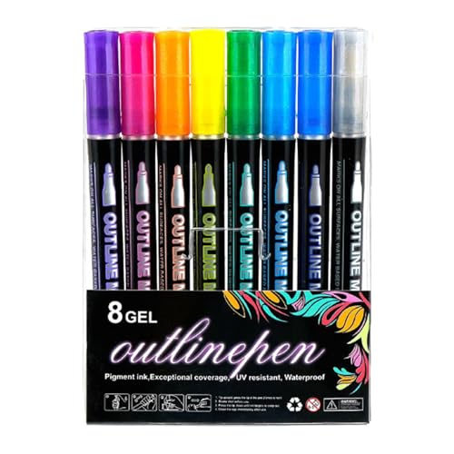 Luckxing Glitzerstifte Magische Stifte, 8 Farben Glitzerstifte Mädchen, Outline Stifte Zauberstifte Für Nikolaus Geschenke Kinder, Glitzer Stifte Outline Magische Marker Für Zauberstifte Kinder von Luckxing