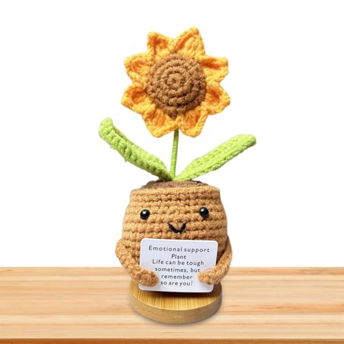 Luckxing Handgefertigte Häkelblumen, Mini-Strickpuppe | Künstlicher Sonnenblumenstrauß - Gestrickte Blumen für emotionale Unterstützung, lustige Mini-Häkelblumen, kleine gestrickte von Luckxing
