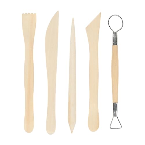 Modellierwerkzeug, 5 Stück Carving Tools Clay Keramik Sculpting Ton Werkzeug, Töpferwerkzeug Doppelseitige Carving Werkzeuge Sculpting Tools Für Töpfer Künstler Für Anfänger, Profis, Schüler von Luckxing