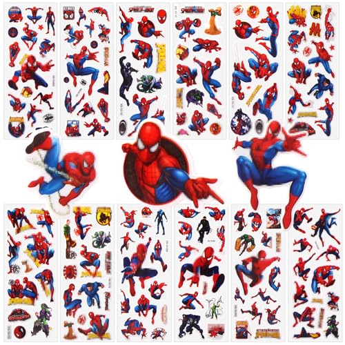 Bubble Sticker Kinder 12 Pcs Spider-man 3D Sticker Set Anime Puffy Spider Helden Sticker Wasserdichte Vinyl Aufkleber Mädchen Jungen DIY Scrapbooking Fotoalbum Laptop Bottle Gastgeschenke Mitgebsel von Luclay