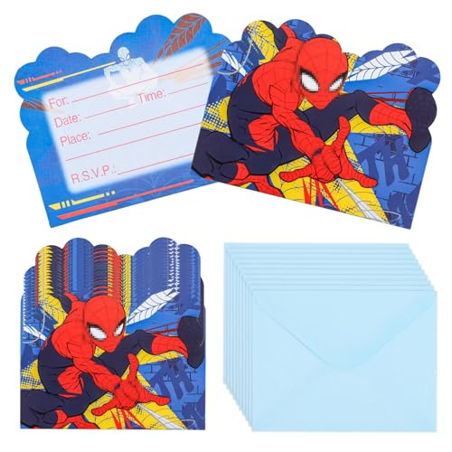 Einladungskarten Kindergeburtstag Spider-man 20 Einladungskarten Geburtstag mit 20 Umschläge Partyeinladungen Blau Gastgeschenke Einladungskarten Geburtstag für Junge Mädchen Geburtstag Einladungen von Luclay