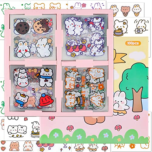 Sticker Tiere Aufkleber Kinder, Lucywey 100 Blätter Sticker Kinder mit Tiermustern, Kawaii-Tiere, Lustige Karikatur Tiermuster Sticker, Scrapbook Aufkleber für Jungen Mädchen von Lucywey