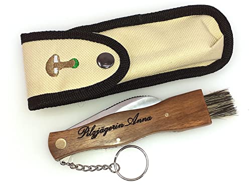 Herbertz Pilzmesser Rosenholz mit Bürste und Etui, Messer mit Gravur, Geschenk für Pilzsammler von Ludomax