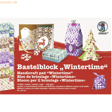 5 x Ludwig Bähr Bastelblock Wintertime 300g/qm 24x34cm VE=16 Blatt sor von Ludwig Bähr