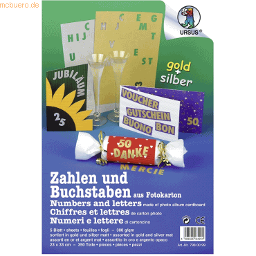 5 x Ludwig Bähr Fotokarton 300g/qm 23x33cm Buchstaben und Zahlen VE=5 von Ludwig Bähr