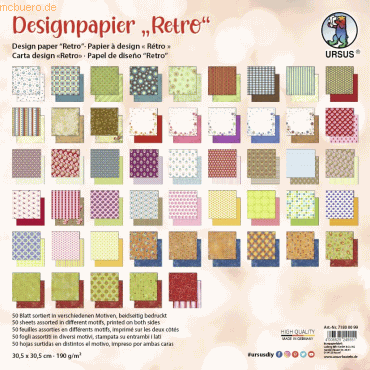 Ludwig Bähr Designpapier Retro 190g/qm 30,5x30,5cm VE=50 Blatt von Ludwig Bähr