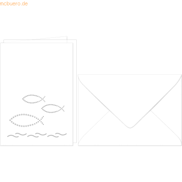 Ludwig Bähr Doppelkarte A6 gelasert + Kuvert VE=5 Sets Fische weiß von Ludwig Bähr