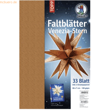 Ludwig Bähr Faltblätter Venezia-Stern Crush paper 120g/qm 7x30cm kupfe von Ludwig Bähr