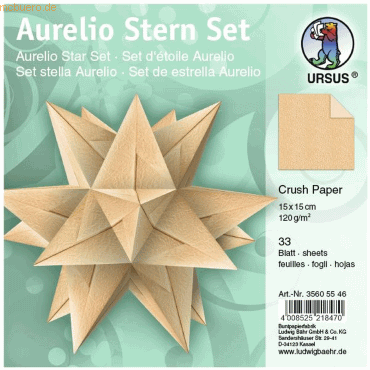 Ludwig Bähr Faltblätter Aurelio Stern Crush Paper 120g/qm 15x15cm VE=3 von Ludwig Bähr