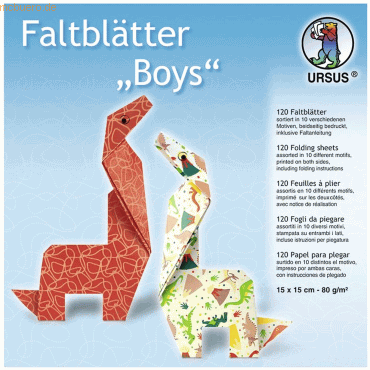 Ludwig Bähr Faltblätter Boys 80g/qm 15x15cm 10 Designs VE=120 Blatt von Ludwig Bähr