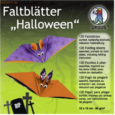 Ludwig Bähr Faltblätter 'Halloween' 80g/qm 10x10cm VE=120 Blatt 10 Mot von Ludwig Bähr