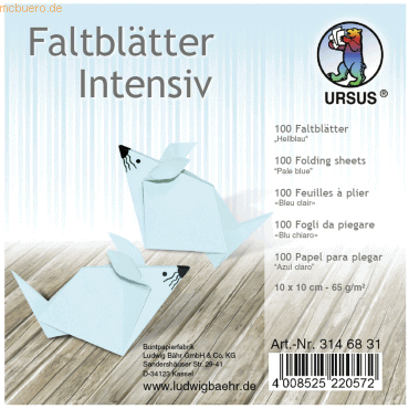 Ludwig Bähr Faltblätter Intensiv Uni 10x10cm VE=100 Blatt hellblau von Ludwig Bähr