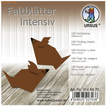 Ludwig Bähr Faltblätter Intensiv Uni 10x10cm VE=100 Blatt mittelbraun von Ludwig Bähr