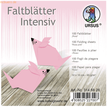 Ludwig Bähr Faltblätter Intensiv Uni 10x10cm VE=100 Blatt rosa von Ludwig Bähr