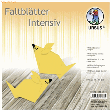 Ludwig Bähr Faltblätter Intensiv Uni 20x20cm VE=100 Blatt maisgelb von Ludwig Bähr