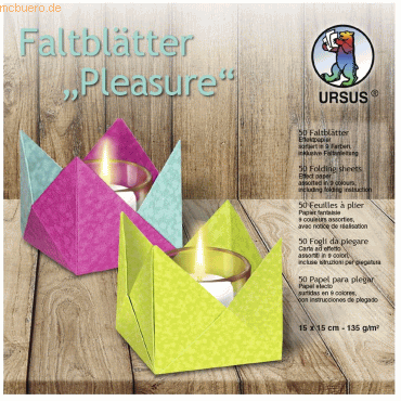 Ludwig Bähr Faltblätter Pleasure 135g/qm 15x15cm VE=50 Blatt 9 Farben von Ludwig Bähr