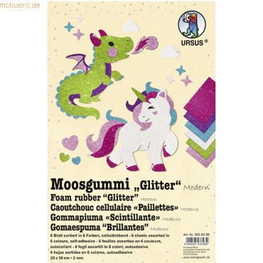 Ludwig Bähr Moosgummi 2mm 20x30cm VE=6 Blatt 6 Farben Glitter Modern von Ludwig Bähr