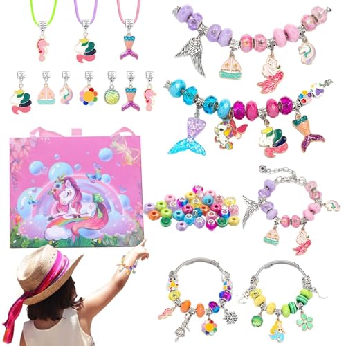 Lueear Schmuckherstellungs-Set für Kinder, kreatives Charm-Armband-Set, buntes Halskettenzubehör, niedliches Armbandherstellungs-Set für Feinmotorik von Lueear