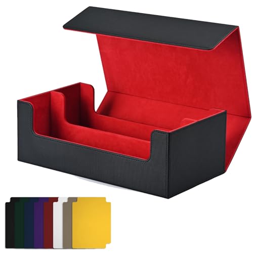Luejnbogty Kartenaufbewahrungsbox für Sammelkarten, KartendeckhüLle, Kartenhalter mit Magnetverschluss für Magnetische Spielkarten, Rot + Schwarz von Luejnbogty