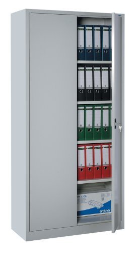 Flügeltürenschrank komplett montiert Metallschrank abschließbar grau 195x92x42cm 4 Fachböden Lagerschrank Aktenschrank 530340 von Lüllmann