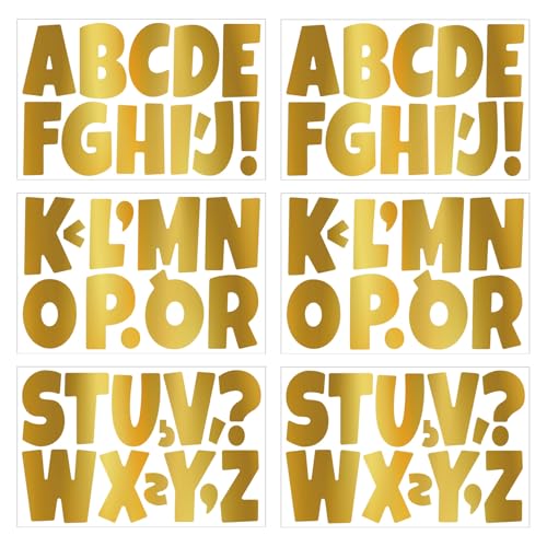 3 Zoll Buchstaben Aufkleber,6 Blätter Selbstklebendes Vinyl Großes Alphabet Kit für Scrapbook, DIY und Basteln, Klebebuchstaben Wetterfest - Gold von LuenHego