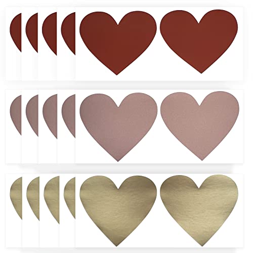 Rubbelaufkleber 30 Stück Rubbellose Selber Machen Herz Rubbelsticker in 3 Farben, Scratch off Sticker DIY Überraschungsgeschenke oder private Nachricht, Karten, Rot, Rose Gold, Gold von LuenHego