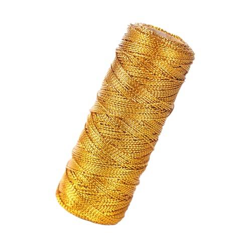 1.5MM Gold Schnur 100M Gold Metallic Kordel, Nicht Elastisch Kordelband Schnur, DIY Bastelschnur für Kordel Weihnachten, Geschenkverpackung, Basteln Handwerk Goldfaden von Lufdegim