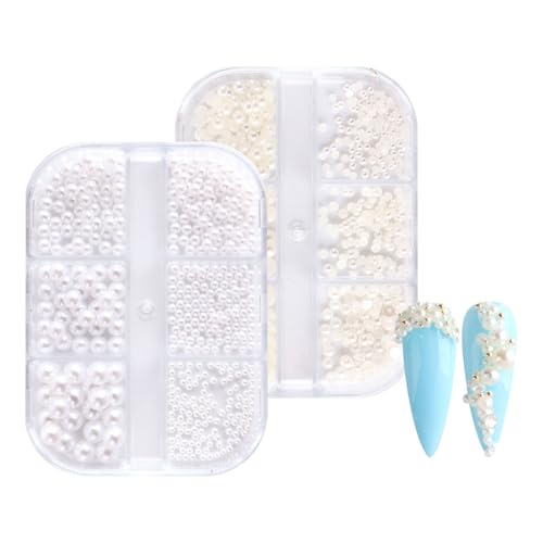 2 Schachteln Nagelschmuck Halbrunde Vollrunde Perlen Strasssteine Nail Stones Strasssteine für Nägel Basteln Dekoration DIY Karneval von Lufdegim