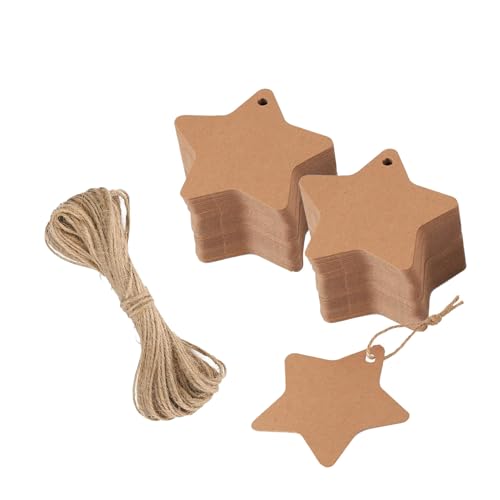 200 Stück Geschenkanhänger Weihnachten Kraftpapier Anhänger Beschriften Papieranhänger mit 50m Jute Schnur, Geschenk Etiketten für Weihnachtsgeschenke Hochzeitskarten Weihnachtsbäume (Braun) von Lufdegim