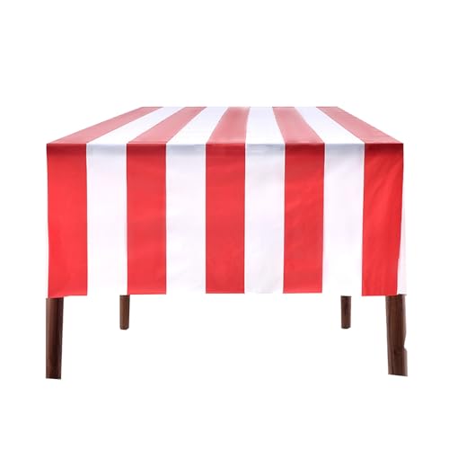 2Pcs Tischtücher Gestreifte Tischdecke Rot und weiß gestreift Dekoration Geeignet für Partys Geburtstagsfeier Karneval Picknick 137x247cm von Lufdegim