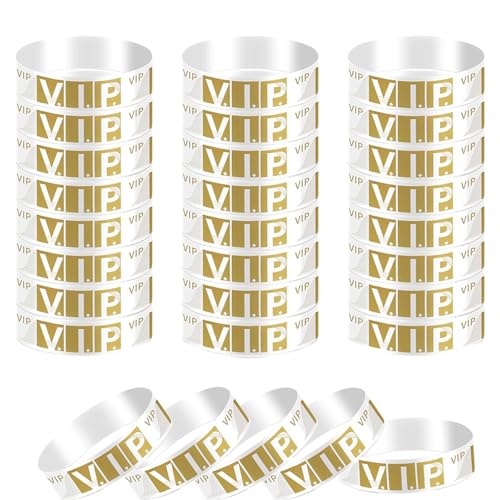 300 Stück VIP Ereignisarmbänder, Gold Einlassbändchen für Events VIP-Armbänder, Wasserdichte Festival Bändchen Papier Party Handgelenkband für Veranstaltungseintritte Geburtstag Hochzeit Konzert (300) von Lufdegim