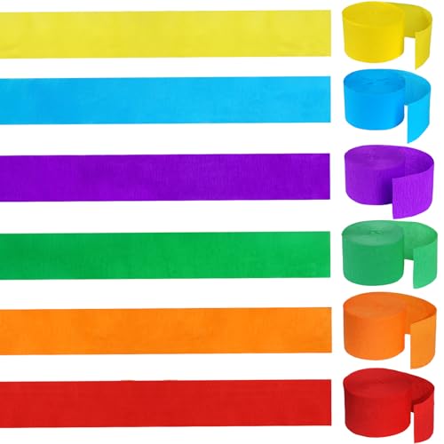 6 Rollen Krepppapier Bunt,Crepe Papier Kreppbänder Regenbogen Bastel Luftschlangen Hintergrund Multicolor Papier für Party Dekoration,Karneval,Geburtstagsdeko von Lufdegim