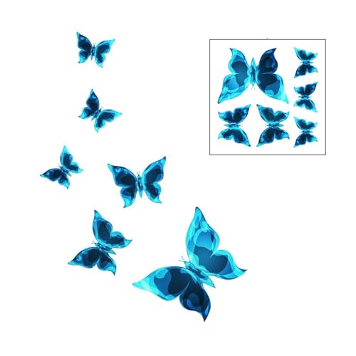 Wandtattoo Schmetterlinge Leuchtend Wandsticker, Leuchtsticker Blau Schmetterling wandaufkleber für Heimdeko Wohnzimmer Schlafzimmer Wanddeko Festliche Party-Dekoration von Lufdegim