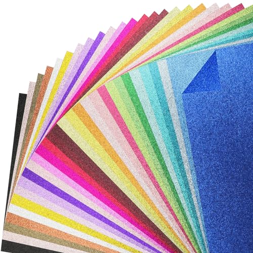 30 Blatt - Doppelseitiges Glitzerpapier zum Basteln, Bunt Glitzer Papier A4 - 30 Farben 250g/m² Glitterkarton Farbige Papier Karton zum Basteln und Gestalten von Luffy