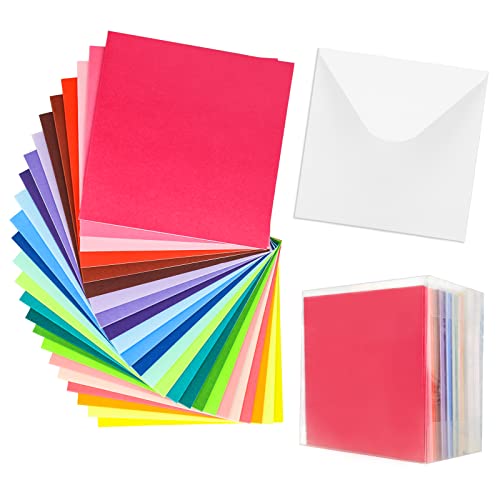 60 Bunt Papier Briefumschläge Karten Set mit Umschläge Blanko Falt-Karten Klappkarten für Hochzeit Geschenk Grußkarten Einladung (15x15cm) von Luffy
