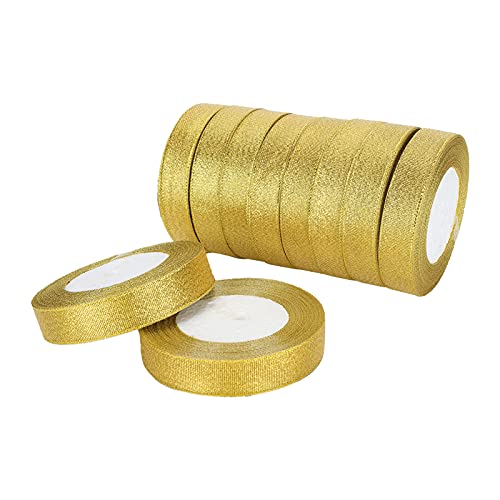 Lufodon 10 Rollen goldenes Satinband, DIY-Geschenkverpackung, Weihnachtsband für dekoratives Basteln, elegant und vielseitig von Lufodon