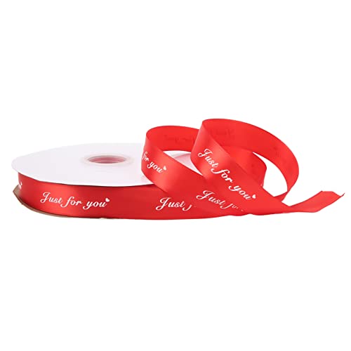 Lufodon 100 Yard rotes Satinband, 2,6 cm Breite, doppelseitiges glänzendes Polyesterband, dünnes rotes Satinband, ideal für Party-, Hochzeits- und Basteldekorationen von Lufodon