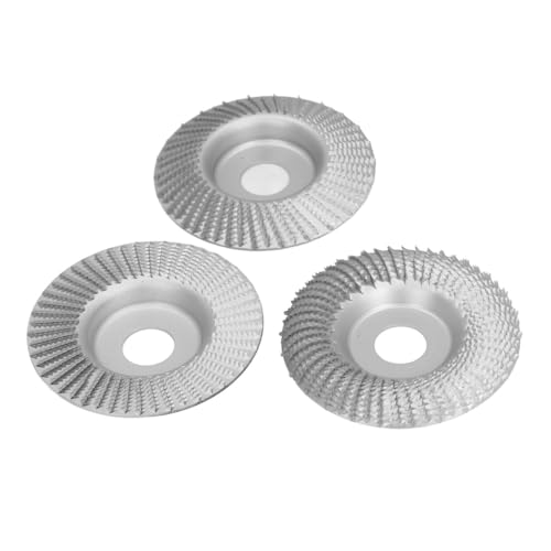 Lufodon 3-teiliges 100-mm-Schnitzscheiben-Set, flach, abgeschrägt, Bogenwinkel-Schleifräder zum Holzformschleifen, 22 mm Innendurchmesser, Silber-Finish von Lufodon