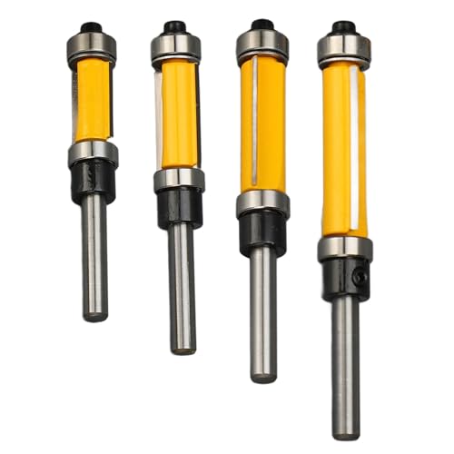 Lufodon Premium 4 Pcs Flush Trim Router Bit Set 2 Flutes, 1/4 Inch Shank, 1/2in Cut Diameter with Top and Bottom Bearings von Lufodon