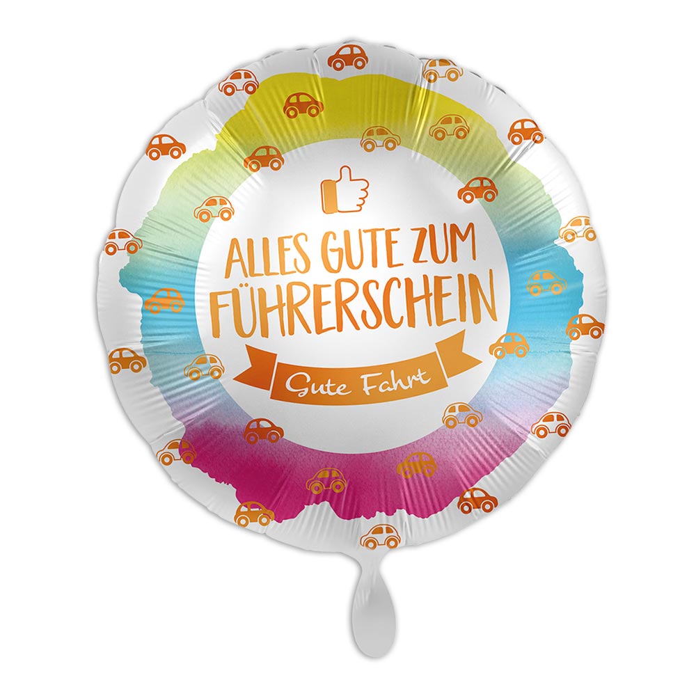 Alles Gute zum Führerschein mit Heliumballon wünschen Ø 34 cm von Luftballon-Markt GmbH