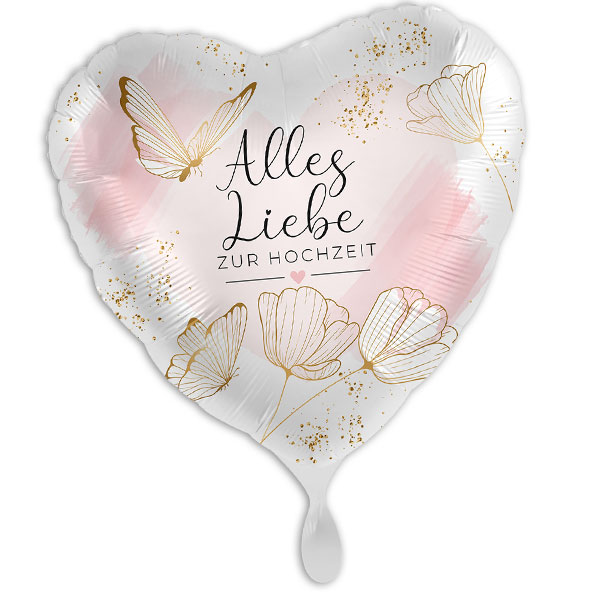 "Alles Liebe zur Hochzeit", Herzförmiger Folienballon, 35cm x 33cm von Luftballon-Markt GmbH