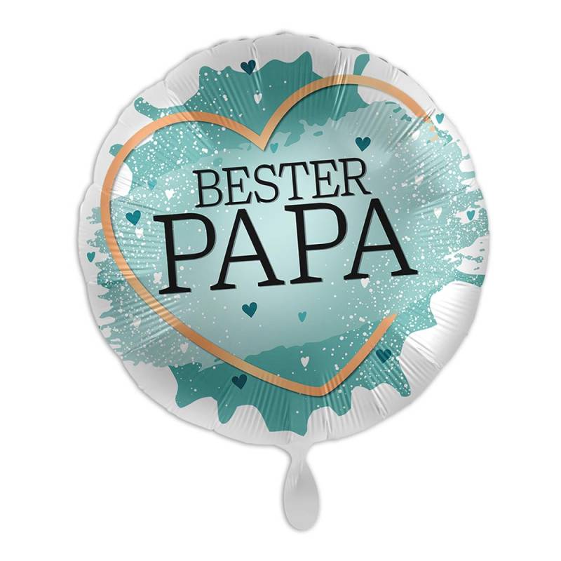 "Bester Papa", Motiv türkis, Folienballon rund Ø 34 cm von Luftballon-Markt GmbH